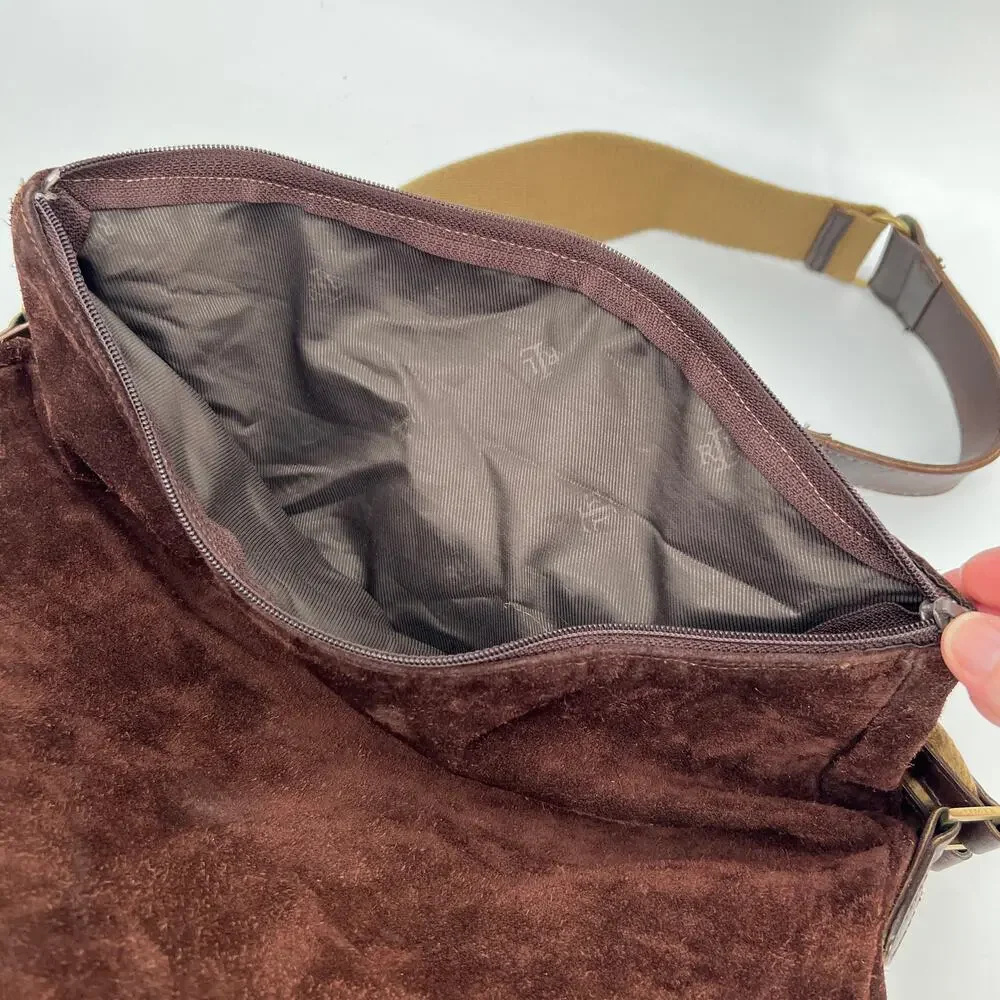 Vtg Lauren Ralph Lauren Hobo Bag Chocolate Brown Suede Leather Shoulder Purse